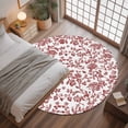 thumbnail image 3 of 4ft Round Rug, Red Boho Flower Non-Skid Rubber Backing Large Area Rugs - Living Room Bedroom Home Office, Vintage Paisley Farmhouse Pattern Indoor Floor Mat Carpets Washable Rug, 3 of 9