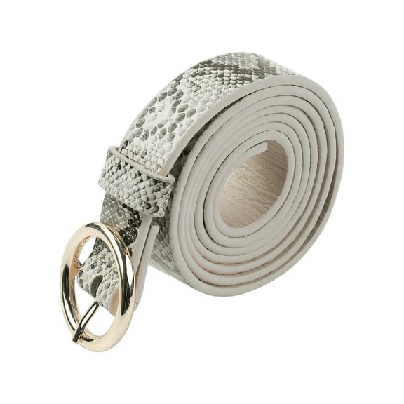 INSPIRE CHIC Women's Belt Fashion Round Buckle Leopard Snake Print Slim Belts for Jeans Dresses 105x1.8cm/41.3x0.7" Snake Print