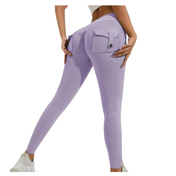 REORIAFEE Women's Leggings in Clothing with Pockets High Waisted Scrunch Butt Athletic Leggings Solid Print Yoga Pants Buttery Soft Exercise Pants for Running Workout Elastic Tights Beige M