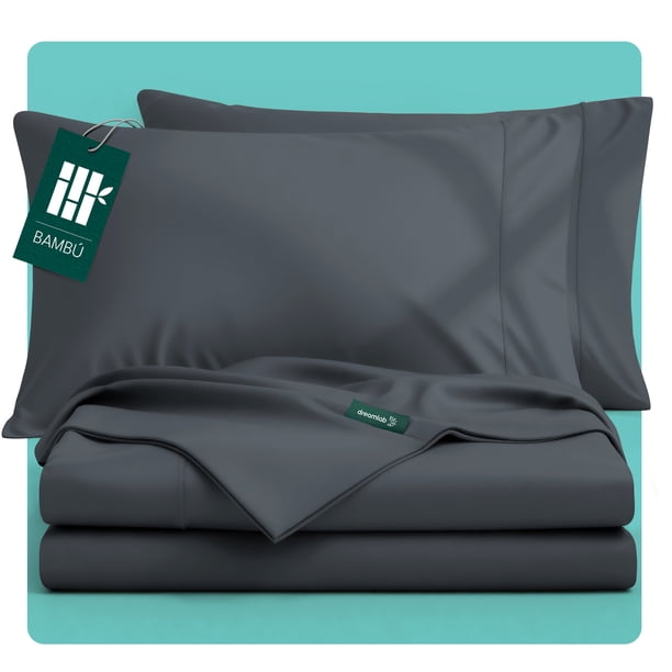 Juego de Sábanas de Bambú Dreamlab, Ropa de Cama Ultra Suave, Fresca, Hipoalergénica, Ecológica, Sábanas Matrimoniales de Bambú, Color Grafito