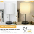 thumbnail image 6 of Modern Table Lamps Set of 2 Fabric Shade w/Pull Chain Switch Bedroom Living Room, 6 of 7