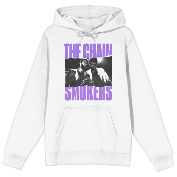 The Chainsmokers Alex Pall and Drew Taggart Adult White Hoodie-Medium