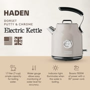 Haden Dorset 1.7 Liter Electric Water Kettle with Base, Putty & Chrome