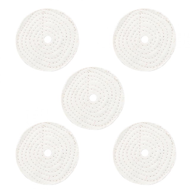 5 ruedas de pulido de tela de algodón blanco, herramienta abrasiva para pulir joyas y espejos de metal, 4 pulgadas