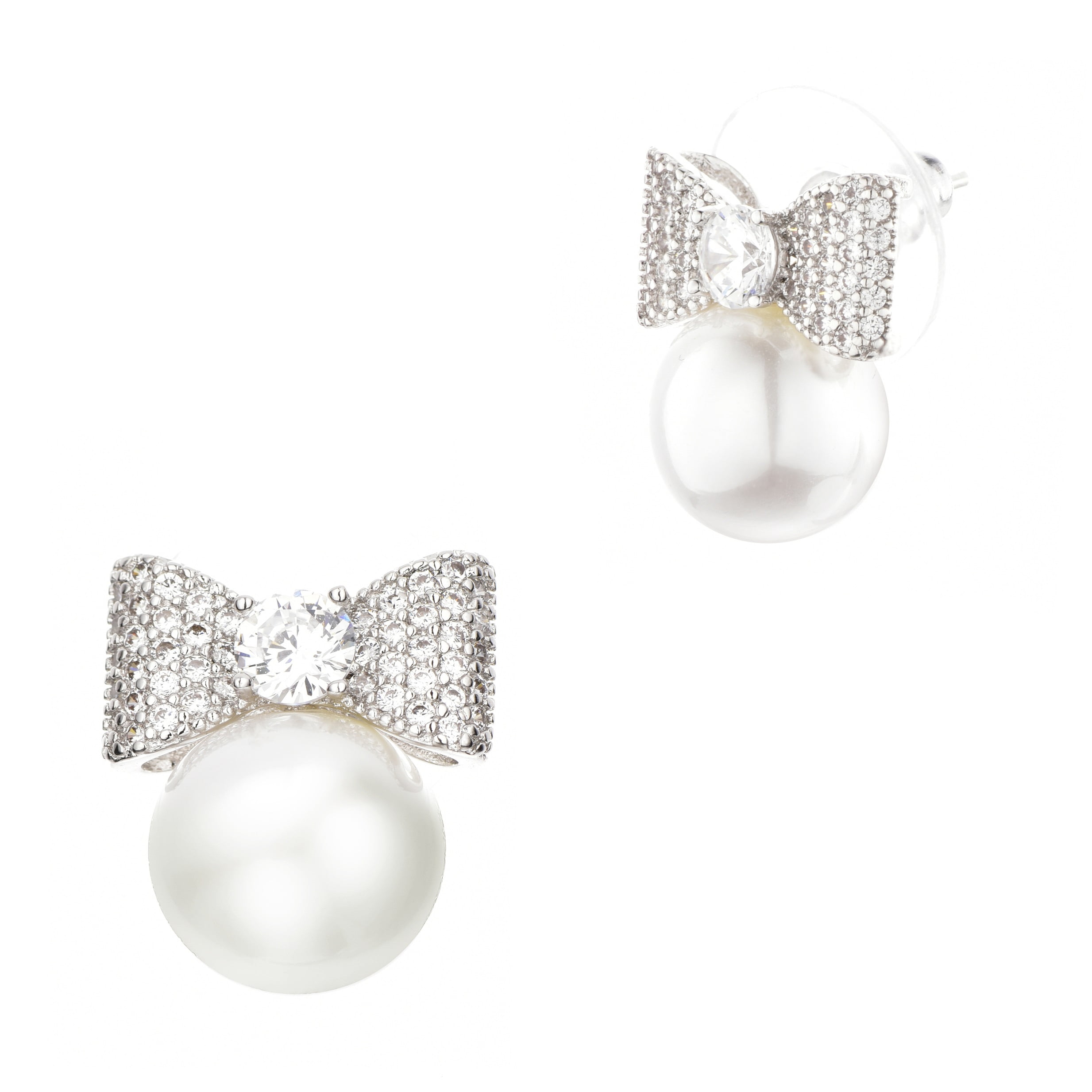 Less Fashion S Bow Pearl Stud Earrings Less Fashion S Bow Pearl Stud