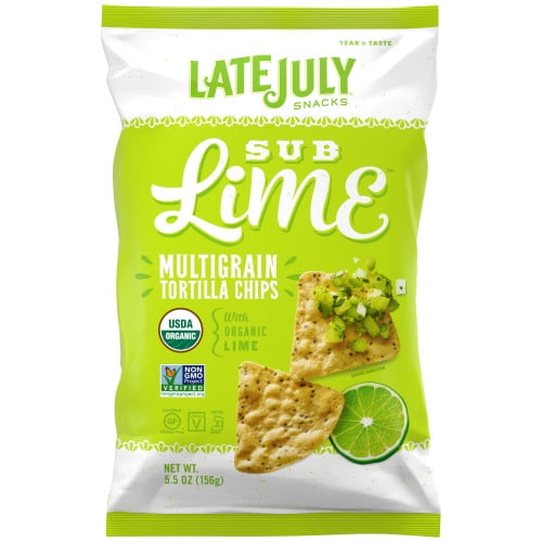 LATE JULY Snacks Multigrain SUB Lime Tortilla Chips, 5.5 oz. Bag