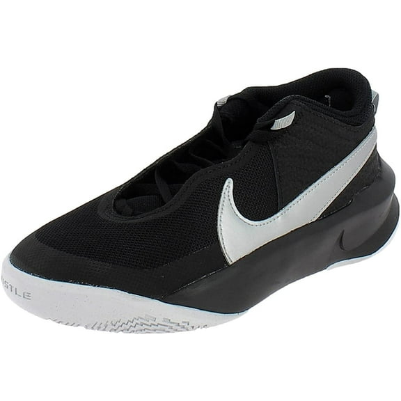Nike Kids Team Hustle D10 GS Basketball Shoe 5 Big Kid Black/Metallic Silver/Volt