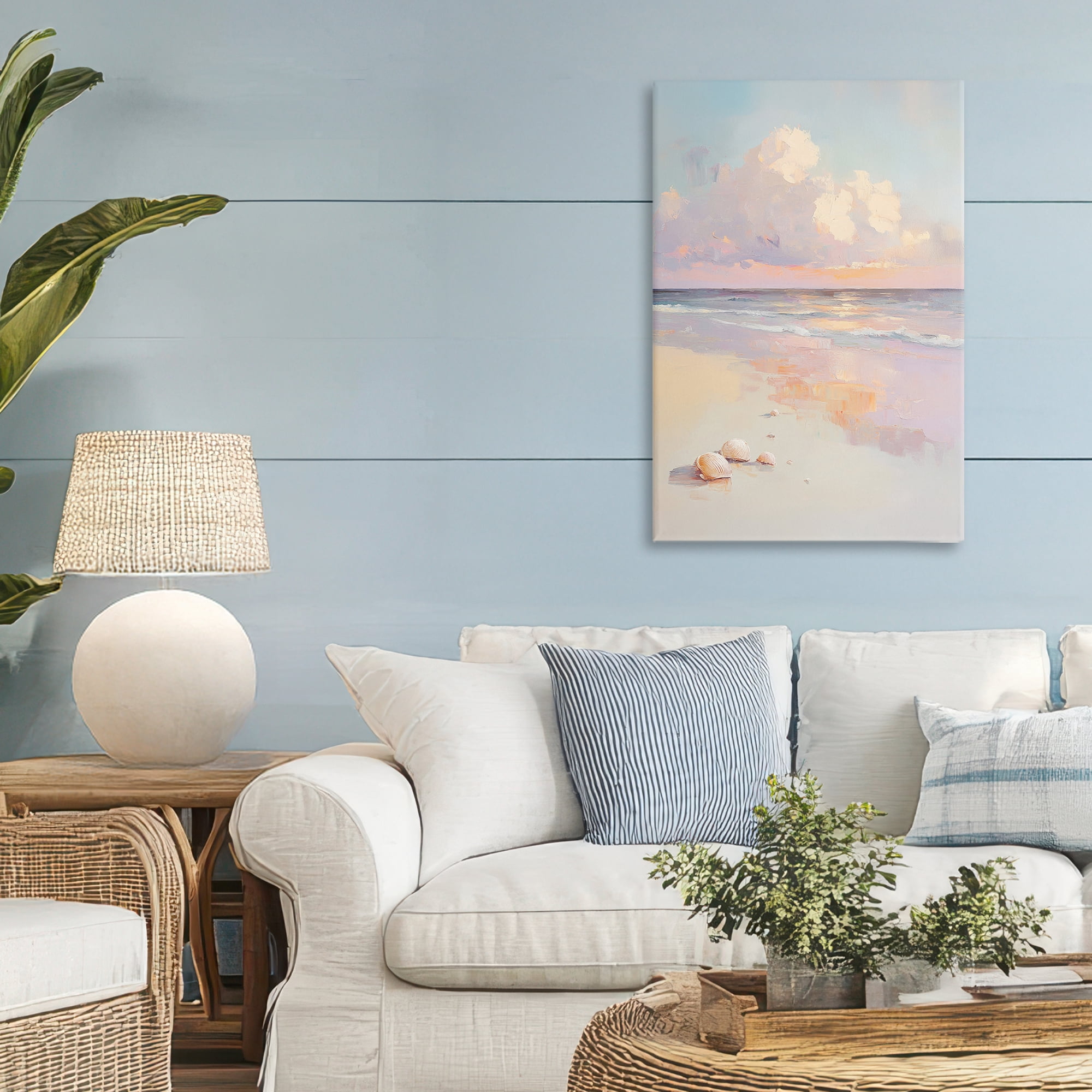 Stupell Industries Pastel Sunset Over Seashells Canvas Wall Art, design by Sisi and Seb