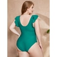 thumbnail image 3 of Sociala Plus Size One Piece Swimsuit Oval Neck Bathing Suit Open Back Swimwear, 3 of 6