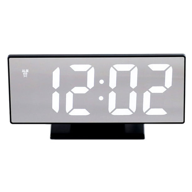 Reloj despertador digital Reloj con espejo LED Pantalla multifunción Mesa de luz LCD nocturna Escritorio Sistema de 12/24 horas Scienceny JJ25294-02B