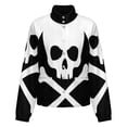 thumbnail image 5 of Jackets for Women Winter Coat Jackets Flannel Stand Collar Jacket(White Skull And Crossbones Print,Size:S-4XL), 5 of 7