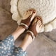thumbnail image 1 of Sandalias de verano para mujer de tacón bajo de cuero de microfibra de color sólido a la moda Wmkox8yii shjk7257, 1 of 9