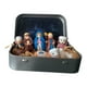 thumbnail image 3 of Mini belén navideño en caja de hojalata, estatua de , escultura de escritorio, figuras en miniatura para inauguración de casa., 3 of 9