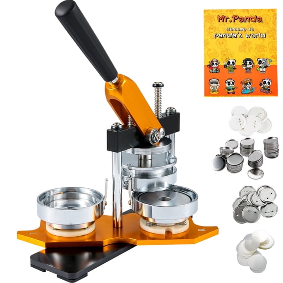 KFFKFF Button Maker Machine, 75 mm (3 inch) Badge Punch Press Kit, DIY Pin Maker for Kids, Includes 500 Button Parts, Circle Cutter, and Crafting Guide
