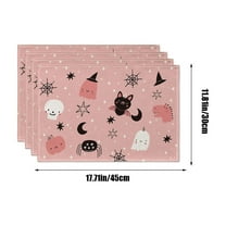 Nmdmisc 4 Pcs Halloween PVC Placemats Coffee Mats Kitchen Table Mats Easy to Clean Kitchen Table Mats