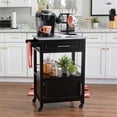 thumbnail image 2 of Linon Mitchell Chariot de Cuisine Roulant avec Dessus en Bois Granit, Grand Rangement, Noir, 2 of 18