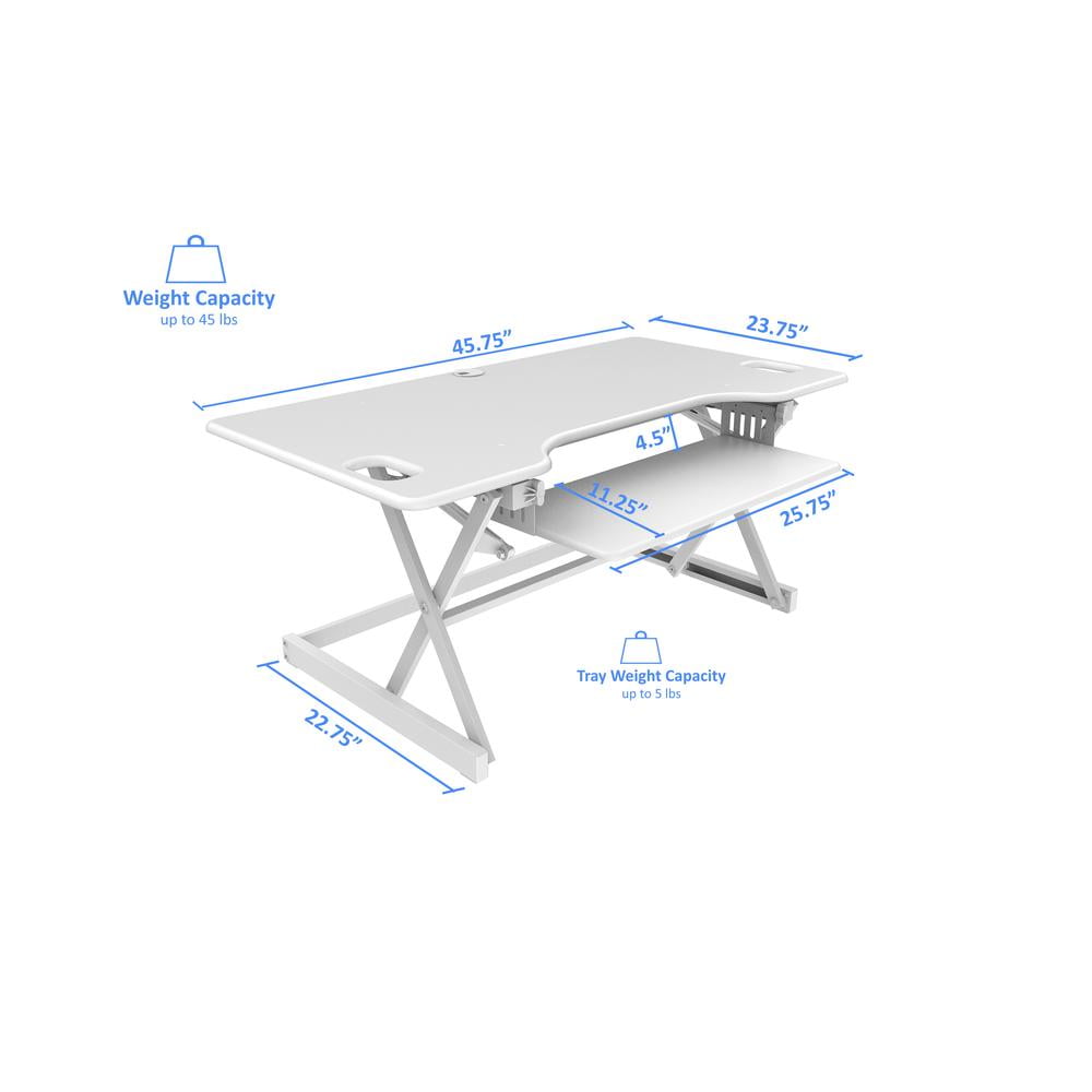 46" Large Adjustable Standing Desk Converter/Anti Fatigue Mat Bundle - White