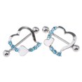 thumbnail image 4 of 1 Par de material acero Inoxidable Barbell de Calibre 16 Inclinado Corazones s de Pezón Pavimentados de Cristal Joyería Corpora - Azul Hugo Anillo de pezón de acero inoxidable, 4 of 8