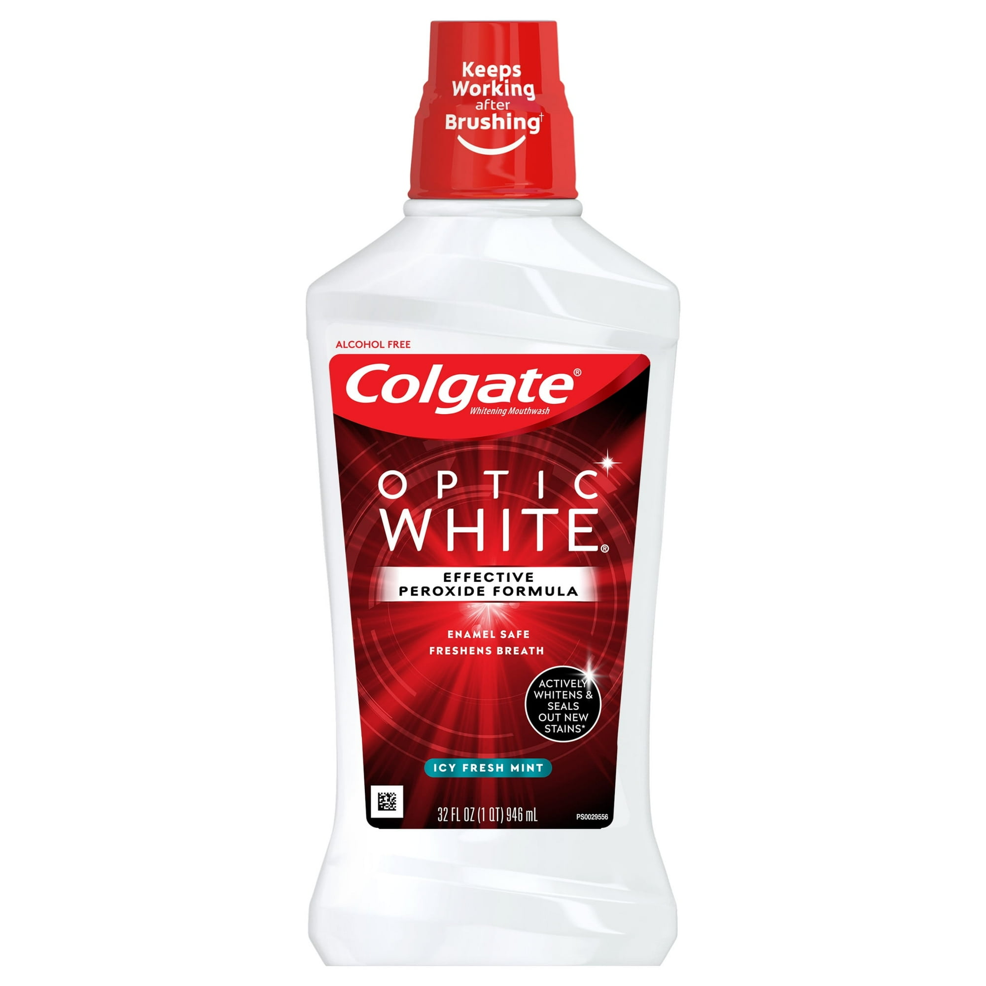 Colgate Optic White Whitening Mouthwash, Fresh Mint, 32 fl oz