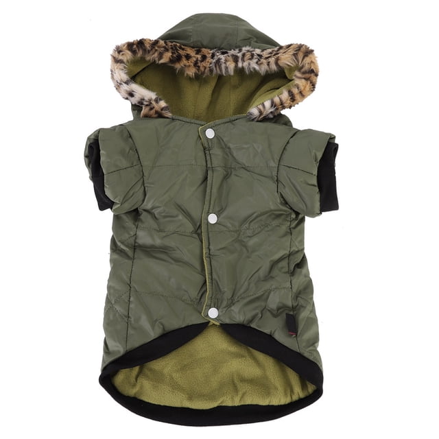Conjunto cálido de algodón para perros y gatos pequeños, talla L, lindo abrigo de invierno con gorro y bolsillo