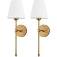 thumbnail image 2 of Wall Sconces Sets of 2, Hardwired Classic Brushed Brass Sconces Wall Lighting, Bathroom Vanity Light Fixture with Fabric Shade for Bedroom Living Room Hallway Kitchen, Gold, 2 of 6