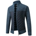 thumbnail image 2 of JUUYY Men's Long Sleeve Cardigan Sweater Thermal Slim Fit Full Zip Solid Color Quilted Jacket Business Casual Knit Coats Pocket Navy XL, 2 of 4