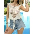 thumbnail image 2 of Womens Summer Crochet Tank Tops Knit Sleeveless Scoop Neck Sweater Vest Boho Hollow Out Cover Ups  S, 2 of 8