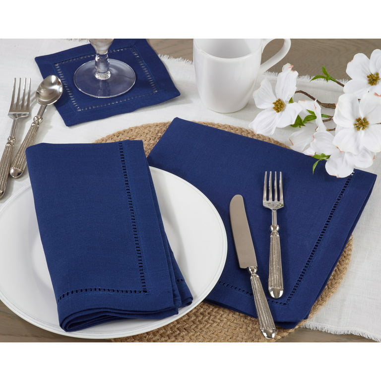 Cotton Cloth Napkins Set of 12 Light Blue Dinner Double Hemstitch Napkins  20X20