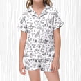 thumbnail image 2 of Pyjamas pour Filles Manches Courtes Imprimé Shorts Ensemble Confortable Boutons Col Rabattu Vêtements pour Adolescentes Blanc 6-7 Ans, 2 of 4