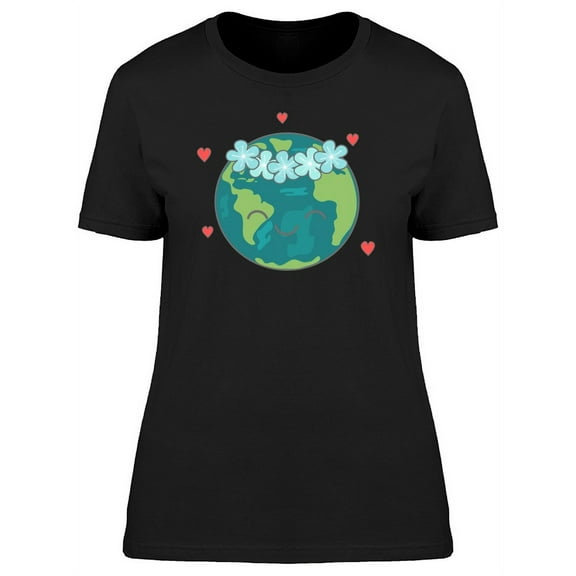 Planet Earth With Flowers T-Shirt Women -Image by Shutterstock, Female Medium