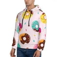 thumbnail image 3 of Picia Donut Pattern Casual Men's Hoodie - Lightweight Hooded Sweatshirt with Kangaroo Pocket, Comfortable Pullover for Everyday, Travel-Small, 3 of 7