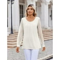 thumbnail image 5 of Weardear Women's Lace Long Sleeve Tops Crew Neck Pleated Tunic Top Business Work Dressy Blouses, 5 of 8