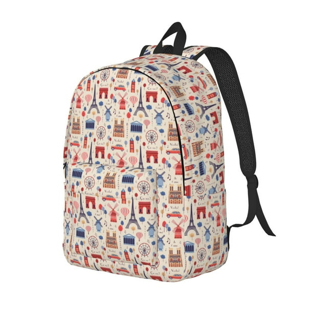 Easygdp Paris Mochila de Lona Resistente para Laptop, Compatible con Laptops de 15 a 17 pulgadas, Ideal para Escuela, Trabajo y Viajes-Small