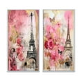 thumbnail image 2 of Designart "Pink Blossoming Spring in Vintage Paris Collage II" City Paris Framed Wall Art Set Of 2 - Traditional Pink Framed Canvas Set For Living Room Decor, 2 of 6