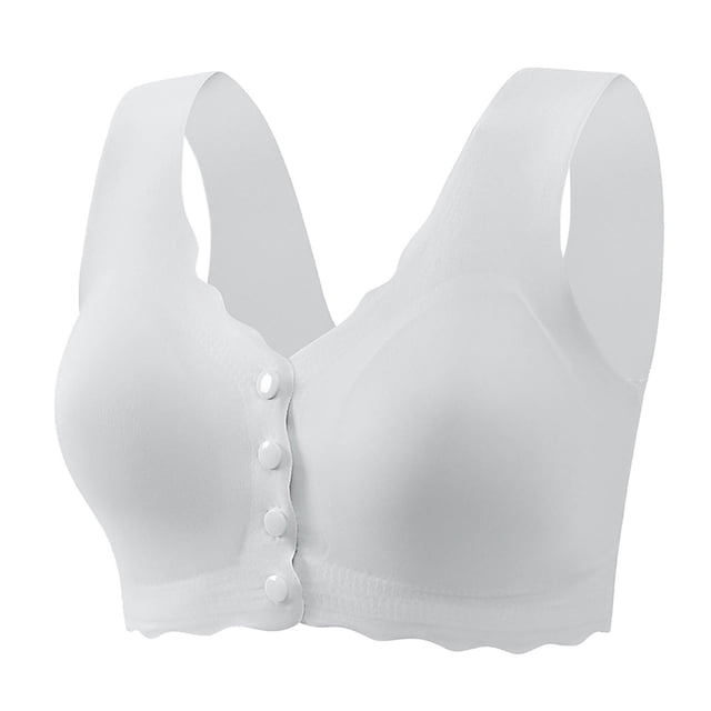 Plebaso Womens Front Closure Bras No Underwire Seamless Bras Full Coverage Wide Straps Ladies Everyday Bras