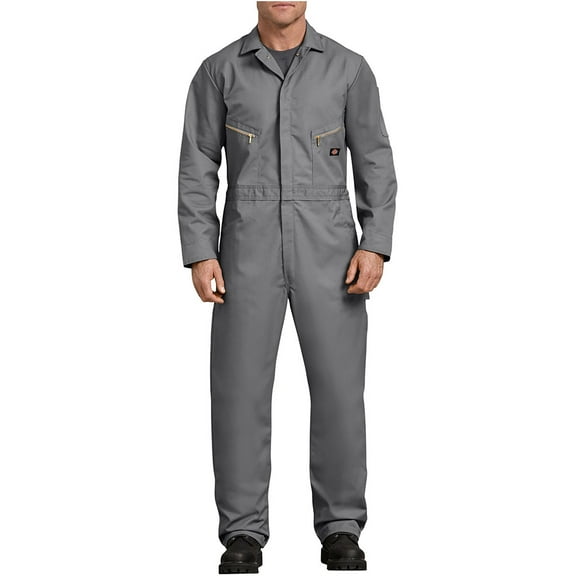 Dickies Deluxe Blend Long Sleeve Mechanic Work Coveralls, Grey, Men's S