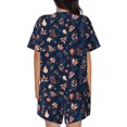 thumbnail image 4 of Womens Pajama Sets With Pocket, Autumn Leaves With Blue Lounge Sets Short Sleeve Sleepwear PJ Sets for Women, 4 of 6