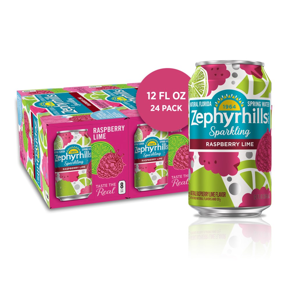 Zephyrhills Sparkling Water, Raspberry Lime, 12 oz. Cans (24 Count