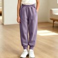 thumbnail image 6 of Mifsaly Girls Cotton Joggers Elastic Waist Straight Leg Casual Sweapants with Pockets Kids Warm Fall Winter Back School Outfits, 6 of 9