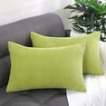 thumbnail image 3 of 2-pcs Corduroy Decorative Throw Pillow Covers Green Yellow 12"x18", 3 of 8