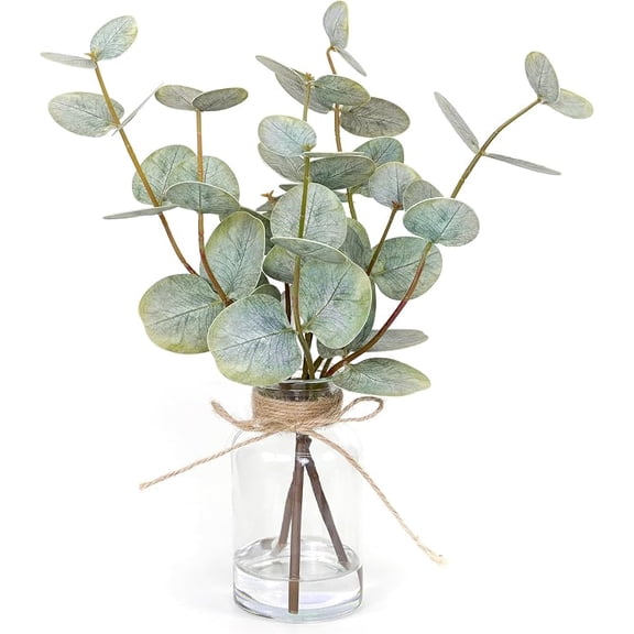 Artificial Olive Plant in Glass Vase, Fake Plants for Home Decor, Coffee Table Centerpieces, Office, Bathroom & Farmhouse