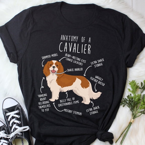 YUHAK Blenheim Cavalier King Charles Spaniel Shirt, Women, Men, Cav Lover Gift, Cute Dog T-shirt, Pet Tee, Dog Mom, Dog Dad, Animal Anatomy