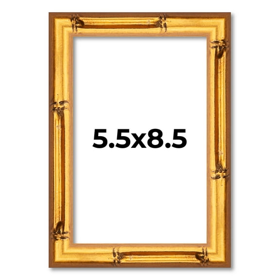 5.5x8.5 Frame Gold Bamboo Picture Frame - Modern Frame Includes UV Acrylic Shatter Guard Front,