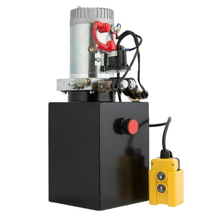 8 QT DOUBLE ACTING HYDRAULIC PUMP METAL RESERVOIR UNLOADING TRUCK 12 Volt