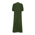 thumbnail image 6 of Ecqkame Women's Spring Summer Casual Loose Dresses Crew Neck Short Sleeve Solid Color Ruffled Flowy Long Dress Green M, 6 of 6