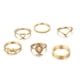 thumbnail image 1 of Juego de 6 anillos vintage con letras, anillo con corazón, anillo con pieza de corazón, anillos populares con gota, 1 of 5