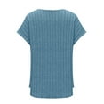 thumbnail image 4 of Womens Knitted Stripe Tops Summer Pullover Sweater Blouses Scooped Neck Tees Short Sleeve Shirts Plain Classic Tunic Blouses Loose Dressy Shirts Workout Going Out Clothes, 4 of 7