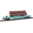 thumbnail image 1 of Walthers Trainline HO Modelo a escala de vagón volcador de troncos con 3 troncos - Union Pacific #14972 (esquema de corte marcas de visibilidad amarillas verdes), 1 of 5