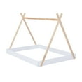 thumbnail image 4 of Full Floor Bed with Triangle Structure, Solid Wood Montessori Bed Frame without Slats, Full Size Tent Bed for Boys Girls Teens, Can Be Decorated, White+Natural, 4 of 6