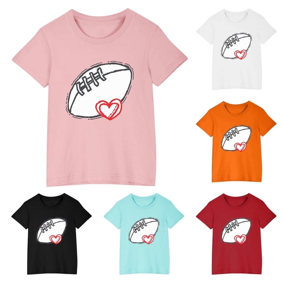 Piuwrlz 5 Years Toddler Short T Shirt Sleeve Girls Orange T-Shirt Cotton Crew Neck Shirt Top Orange Size 5 Years